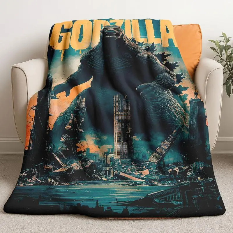1pc Godzilla City Shock Theme Soft Lightweight Travel Throw Blanket for Sci - Fi Fans Perfect Gift for Friends Family