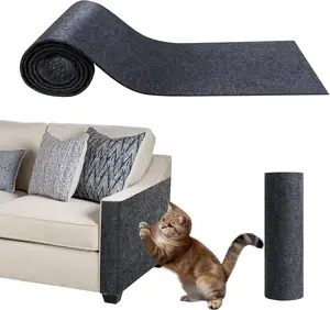 Cat Scratch Furniture Protector 78.7x15.8in Adhesive Cat Scratch Pad Deterrent DIY Climbing Cat Scratcher Mat Trimmable Self-Adhesive Carpet for Sofa Couch Protector Dark Gray