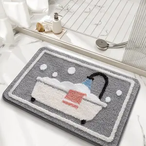 Bathtub Pattern Bathroom Mat, 1 Count Non-slip Soft Bath Mat, Absorbent Thickened Bath Mat, Comfortable Bath Mat for Bathroom & Toilet, Home Decor, Bathroom Decorative Mat