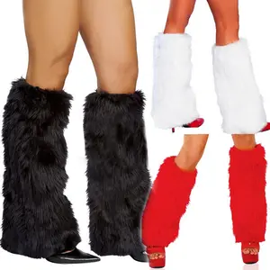 Women Faux Fur Leg Pure Color Soft and Comfortable Boot Sleeves Shaggy Winter Leg Warmers