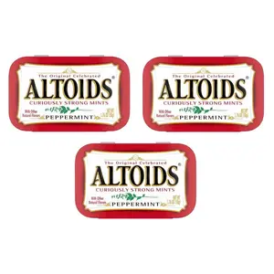 Altoids Curiously Strong Breath Mints Peppermint 1.76-Ounce Tins 3-Pack Individually Packaged Great for Holidays Parties Gifts