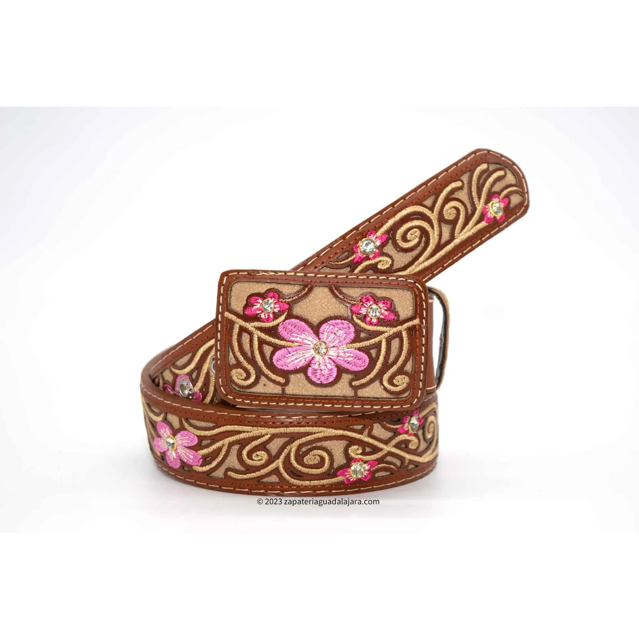 ZG006 WOMEN WESTERN 2" LASER AMBROIDERED LEATHER BELT