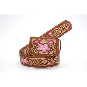 ZG006 WOMEN WESTERN 2" LASER AMBROIDERED LEATHER BELT