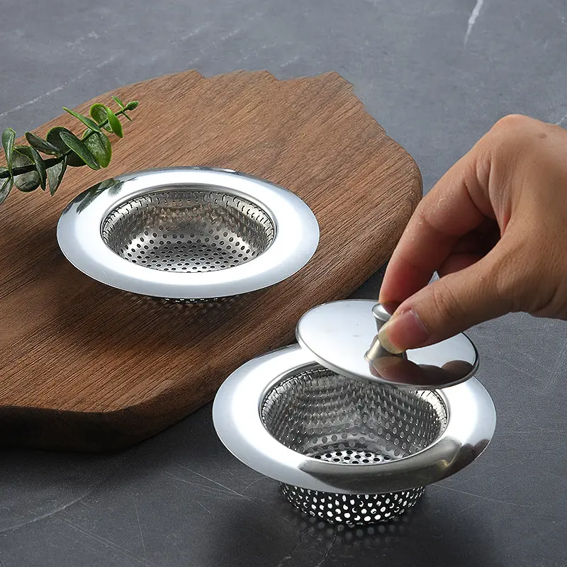 2PCS 3-in-1 Stainless Steel Kitchen Sink Strainer Stopper Set, Pop-Up Anti-Clogging Drain Filter with Handle for 3.5" Drain