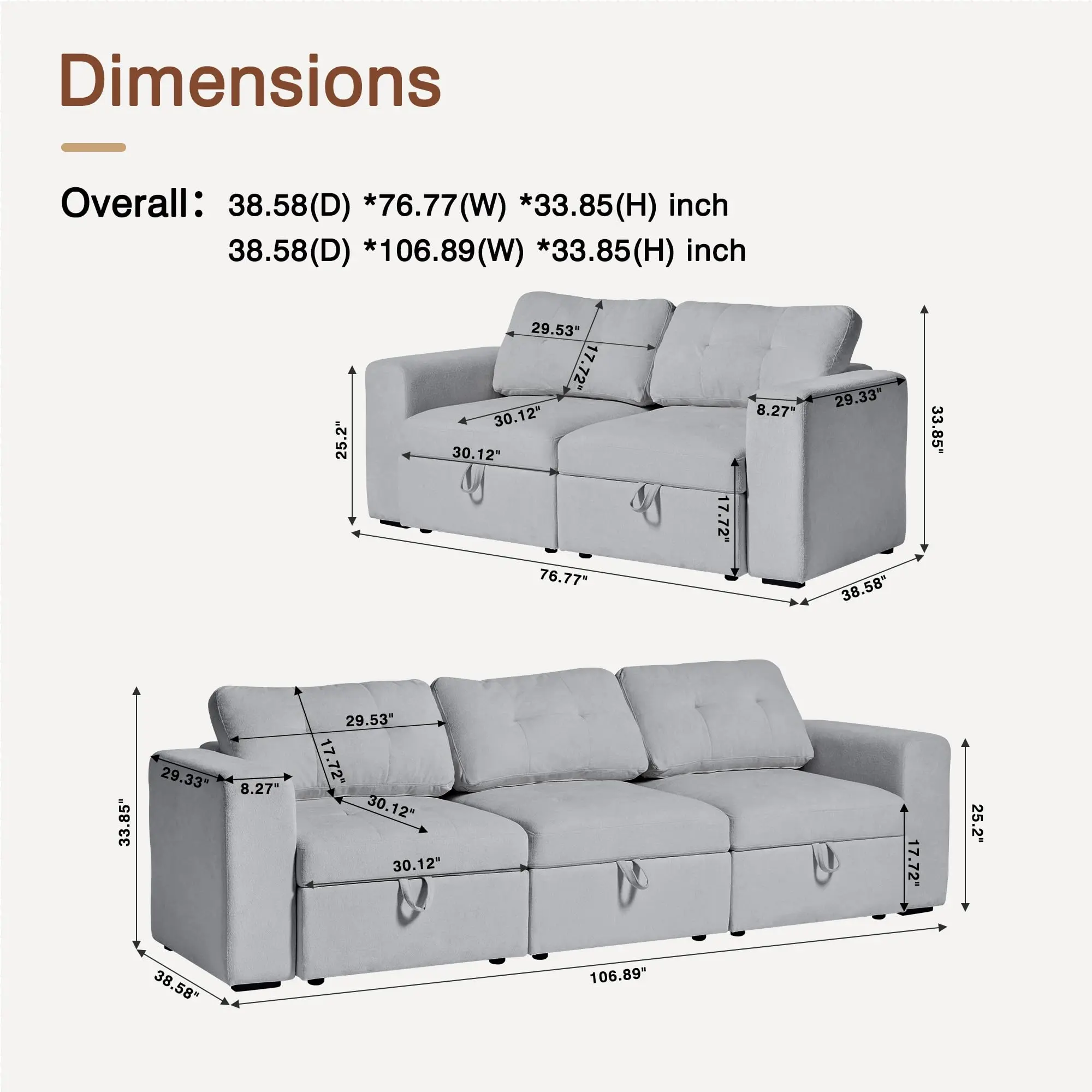 Gray 3 Seater Sofa