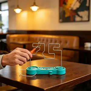 Buzz Wire Maze Challenge Game, Medium Difficulty Electric Shock Toy with Buzzer Alert, Improve Focus & Hand-Eye Coordination, Green/Orange Colors, Perfect for Family Game Nights & Stress Relief