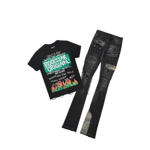 Beno Black T-Shirt/Super Stacked Flare Jean Bundle