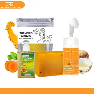 Turmeric Wash and Care Four Piece SetTurmeric Tablets, Turmeric Cleansing Mousse,Turmeric Soap Facial Cleansing Skincare FacialCleansing Cleanser,Turmeric Moisturizing Cream summervibes