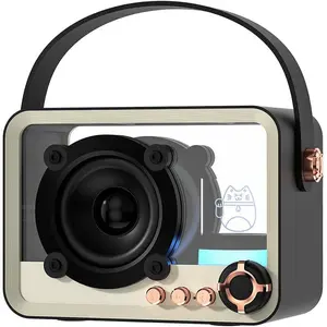 Cute Speaker, USB Rechargeable Portable Wireless Speaker with Colorful Light, 5W Cool Inverter Speaker Support TF Card, Portable Speaker for Home Desk Decoration, Audio