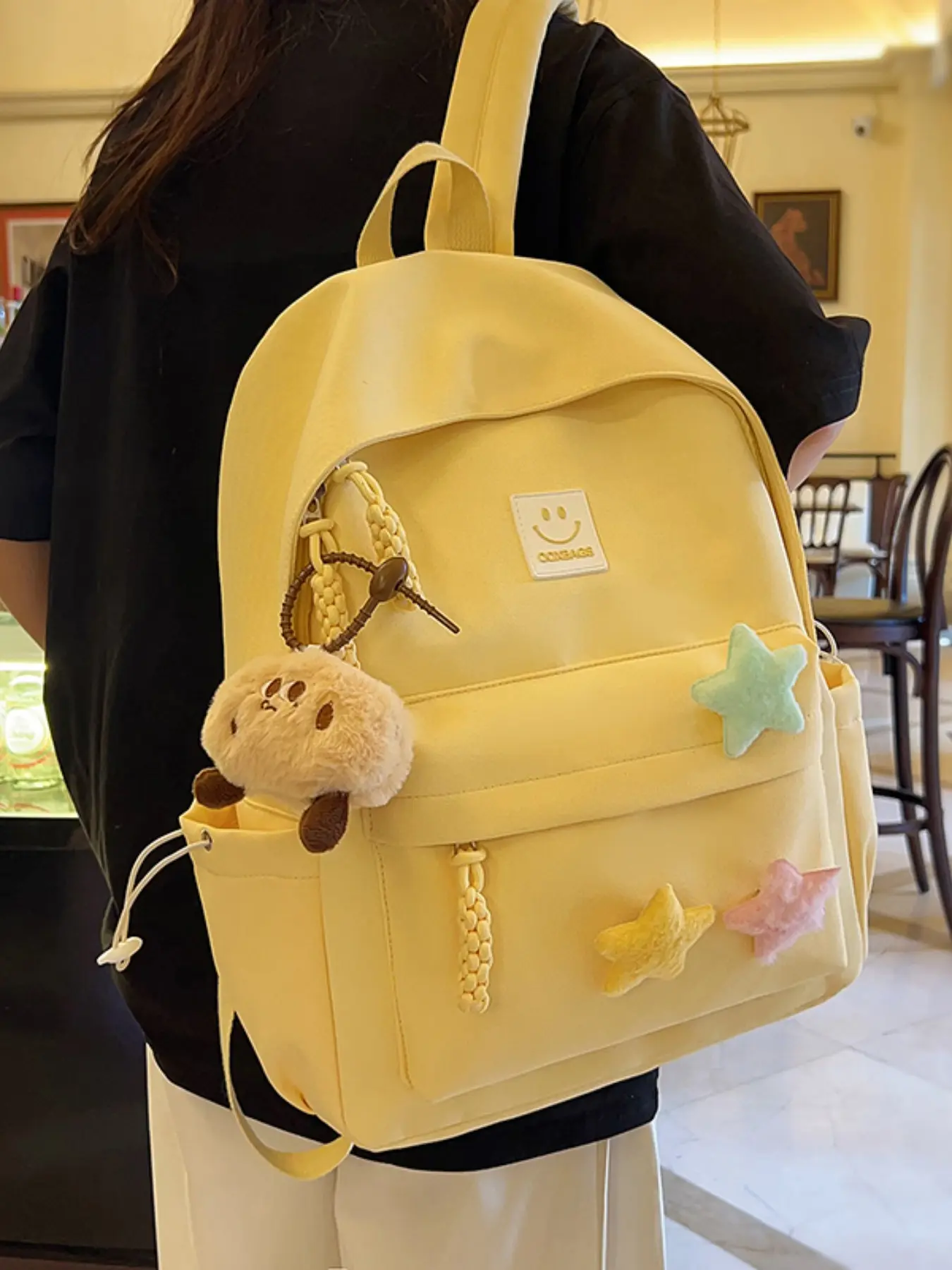 Korean Style 2026 New Backpack, Unique Small Star Design, Large Capacity Casual Bag, College Student Bookbag, Outdoor Travel Pack, Cute Backpack, College School Backpack, Backpack For School