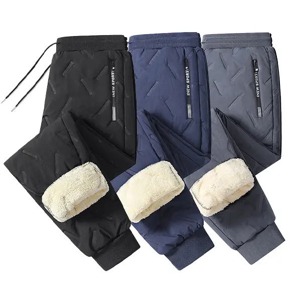Men's Autumn Winter Fleece Lined Warm Jogger Pants - Simple & Stylish, Skin-friendly Comfortable, Elastic Waistband with Drawstring & Zippered Pockets, Suitable for Daily Commute & Casual Wear
