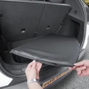 1pc, for the new 6-seater Tesla Model YL trunk cushion, Model Y L trunk cover protective cover, fully wrapped protection, zipper design, black PU leather, can be installed on both left-hand and right-hand drive cars