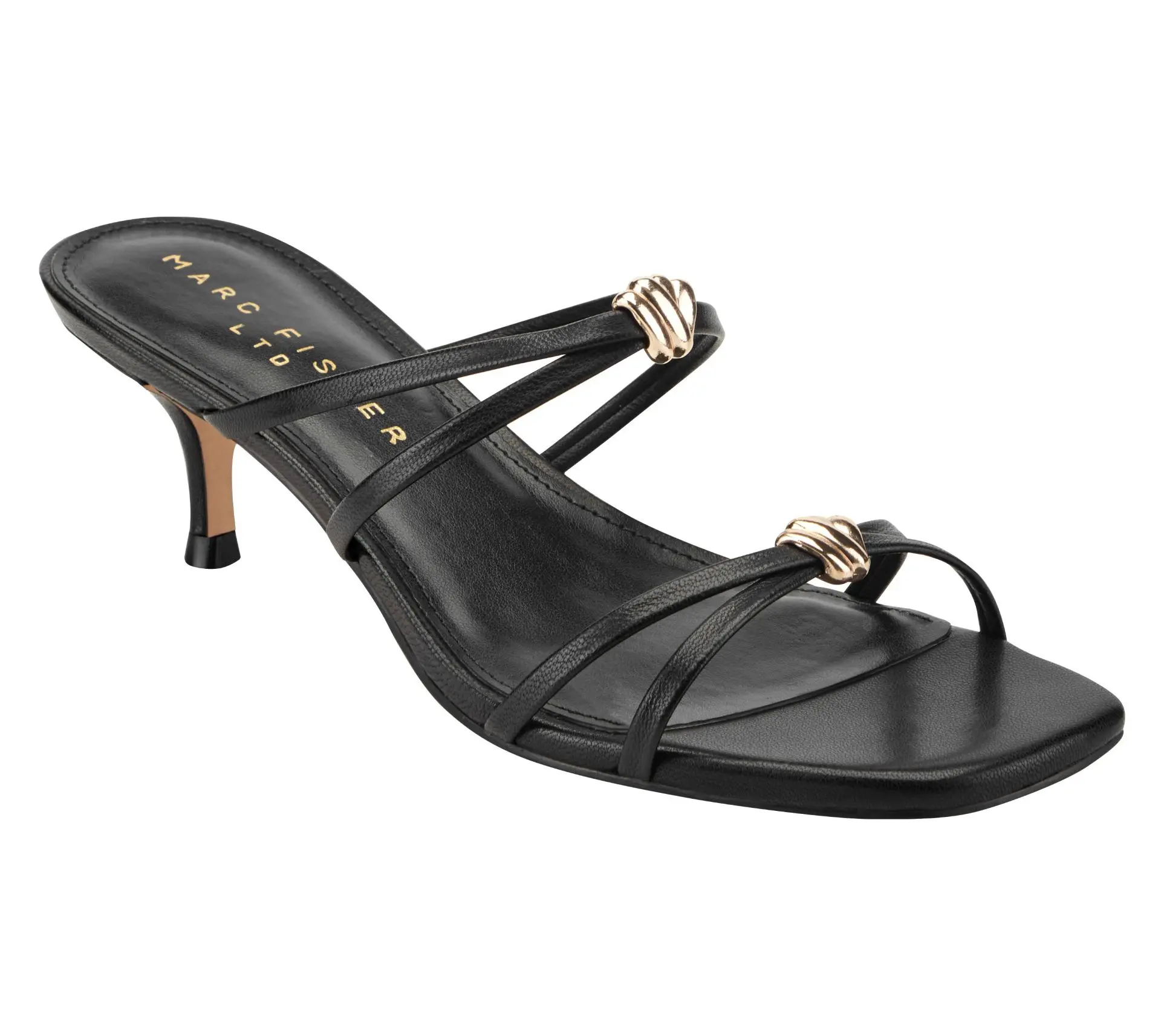 Marc Fisher LTD Leather Slip On Strappy Sandal - Baizel
