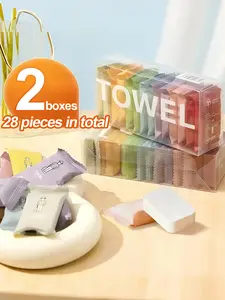 28 Packs of Compressed Towels Portable Oversized Thickened Disposable Face Towels for Travel Outdoor Camping and Hiking Single Use Towelette