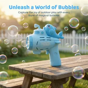 Electric Bubble Gun, Cute Animal Design, Automatic Multi-Hole Bubble Maker, Outdoor Toy, 130ML Bubble Solution, Unisex Gift