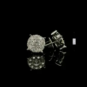 Men's Iced Out Round Moissanite Cluster Stud Earrings | 1.04ct | 8mm | VVS