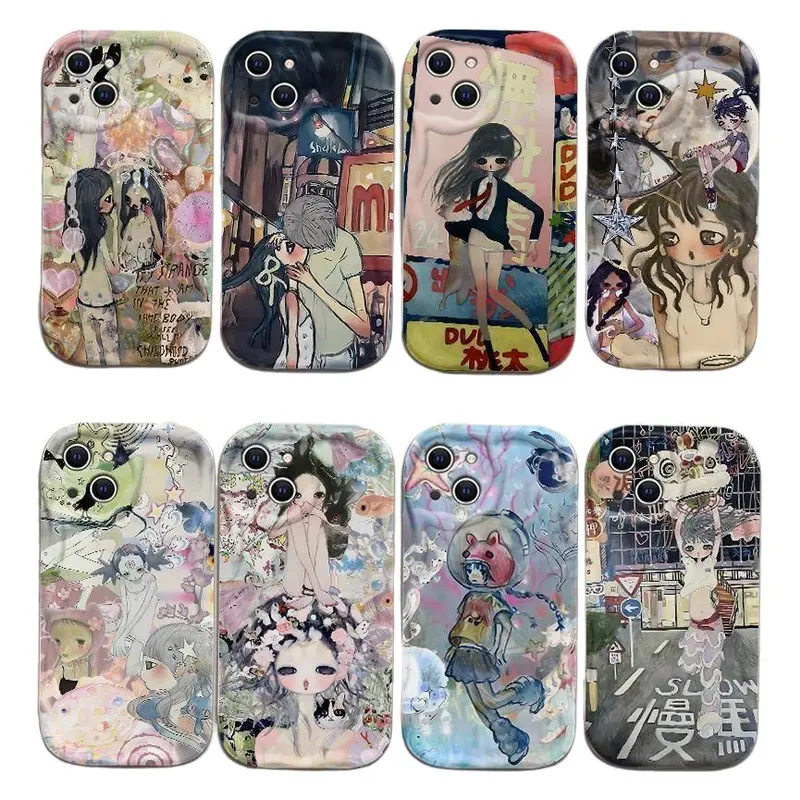 Aya Takano 3D Wave Case For iPhone 18 17 16 15 14 13 12 11 Pro Max Plus Luxury Soft Silicone Cover Gift Idea For Girlfriend Halloween Thanksgiving Christmas