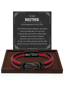 Christmas Birthday Gifts for Brother, Ultimate Leather Men's Bracelet, Perfect Gift for Brothers, Ideal for All Occasions, Casual to Rugged Style, Daily Wear Accessory