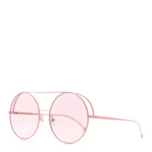 Pre-owned FENDI Metal/Acetate Bag Accessories Metal F is Printed Run Away Round Frame Sunglasses FF 0343/S Pink