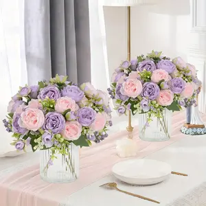 Simulated peony bouquet artificial flowers for home decoration, suitable for weddings, homes, gardens, porches, courtyards, photography, offices, living rooms, etc., an ideal choice for occasions such as Mother's Day, Teacher's Day, graduation season, Ind