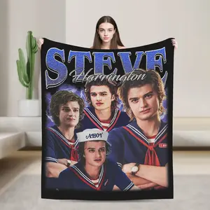 Steve Harrington Blanket Flannel Autumn/Winter Multifunction Warm Throw Blankets For Sofa Bedroom Bedspread,Flannel Throw, Soft Cozy, Lightweight Warm, Comfortable, Couch Bed Use, Home Decor, All Season, Gift Idea