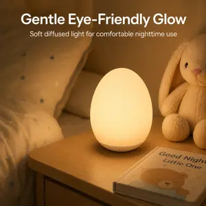 Baby Night Light for Kids Egg Light for Nursery with 7 RGB Colors Changeable Stepless Dimming Rechargeable Tap Light with 1h Timer Touch Control USB Charging Lamp BPA Free Safe Material