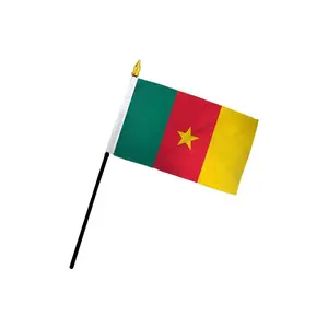 4x6in Plastic Printed Cameroon Stick Flag with Stitched Edge, Home Party Banners, Event Props, Festive & Party Supplies Decorations