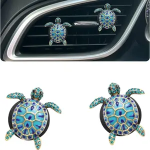 2 Counts Turtle Car Decor, Cute Beach Theme Air Freshener Vent Clips, 2 Piece Charming Blue Sea Turtle Coastal Car Accessories