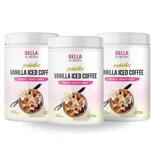 3 Pack Bella All Natural Probiotics Vanilla Iced Coffee for Daily Use