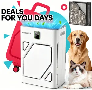 Meowant Pet Air Purifier with True HEPA H13 Filter, Dual U-Shape Inlets, 6-Layer Filtration, PM2.5 Monitor, Quiet Sleep Mode, Smart AQI Display, 2600 ft² Coverage, ETL Certified (for Pet Lovers), True Hepa Filter
