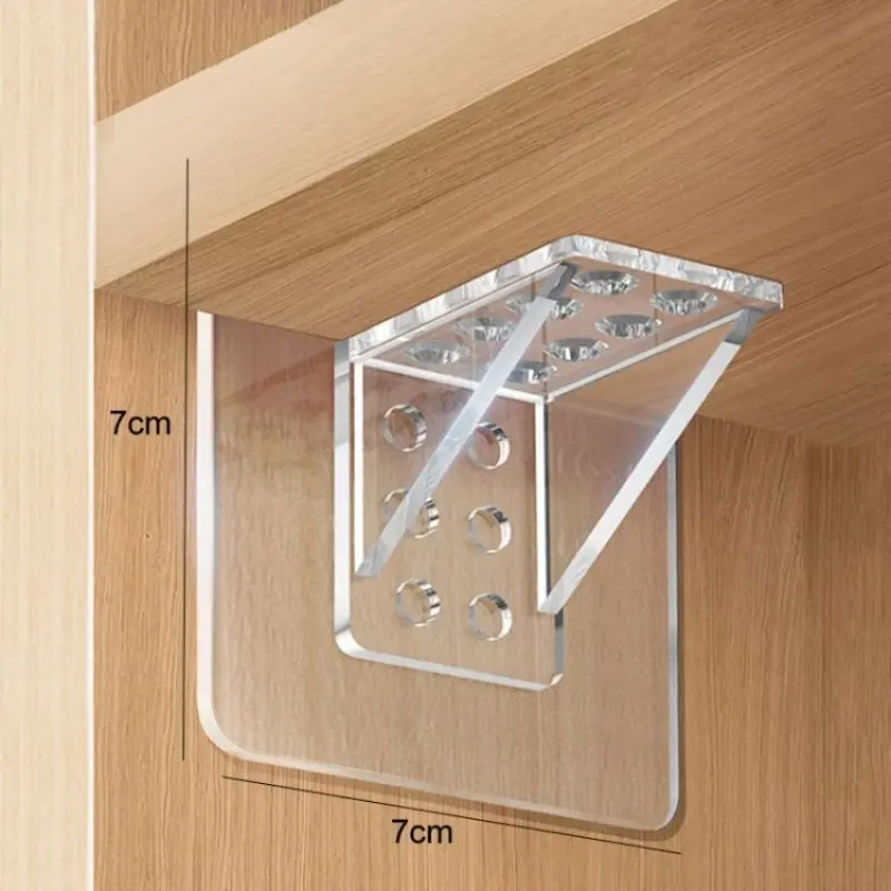 8 Pieces No-Drill Adhesive Shelf Brackets, Reinforced Corner Protectors, Sturdy Bracket, 90 Degree Right Angle Wall Mounts, Closet Dividers, 7x7 Cm, Self Adhesive Bracket
