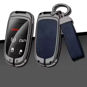 Car Key Case, Zinc Alloy Car Key Cover, Smart Car Key Protector, Car Key Decoration for Jeep Renegade Compass Grand Cherokee for Chrysler 300C Wrangler-Dodge, Key Fob Protector