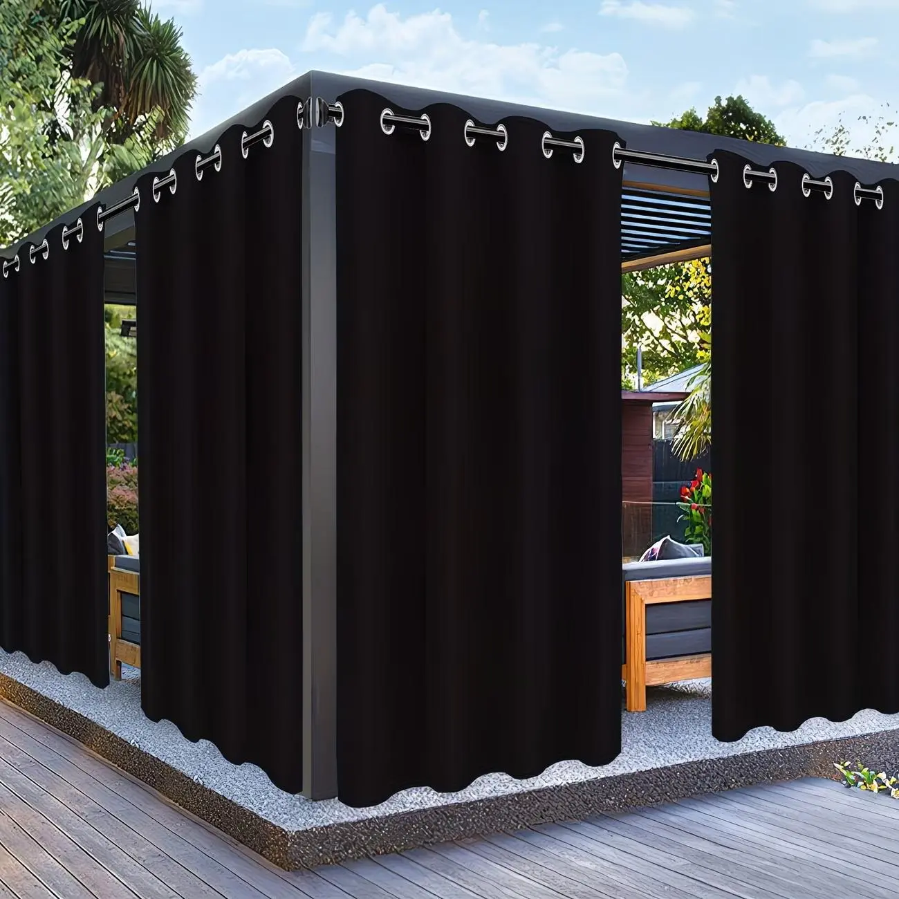 4-Piece Set, Blackout & Energy-Saving Curtains, Heat Insulation, Noise Reduction & Privacy Protection, Modern Metal Grommet Top, Suitable for Living Room, Bedroom, Balcony & Multiple Scenarios