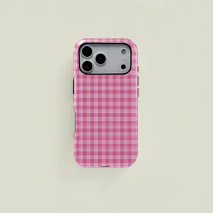 Plaid Phone Case Cover, Simple Grid Design, Sweet Print, Durable Two-In-One Shockproof Protection, Fits iPhone 17-12 Pro, Samsung S25-S22 Ultra Series Protector