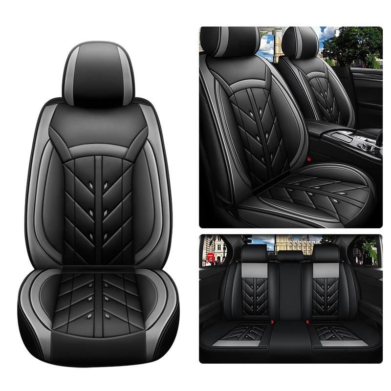 5pcs Premium Universal Car Seat Covers - Full Surround PU Leather Waterproof Protectors with Easy Installation for Most 5-Seat Cars, SUVs, Trucks, and Vans -Stain-Resistant, and Breathable Accessories for Comfortable Driving Experience