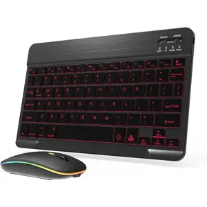 Backlit  Keyboard and  Combo for iPad Air Pro Mini Tablet  Android  Smartphone Cell Phone Rechargeable Ultra Slim  Keyboard  Portable iPadOS 13 & Above (Black)