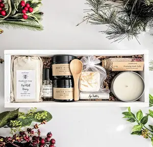 Luxury Gift Box Set- WOOD BOX! Gift for Her | Shea Butter Artisan Sop | Handcrafted | Hygge Christmas Gift Set | Trendy Giftbox