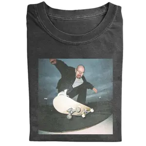 Breaking Bad Vintage Tee, Walter White Skateboarding T-Shirt, Movie Graphic Tee, Unisex Meme Cringe Funny Dumb Shirts, Menswear Womenswear Streetwear