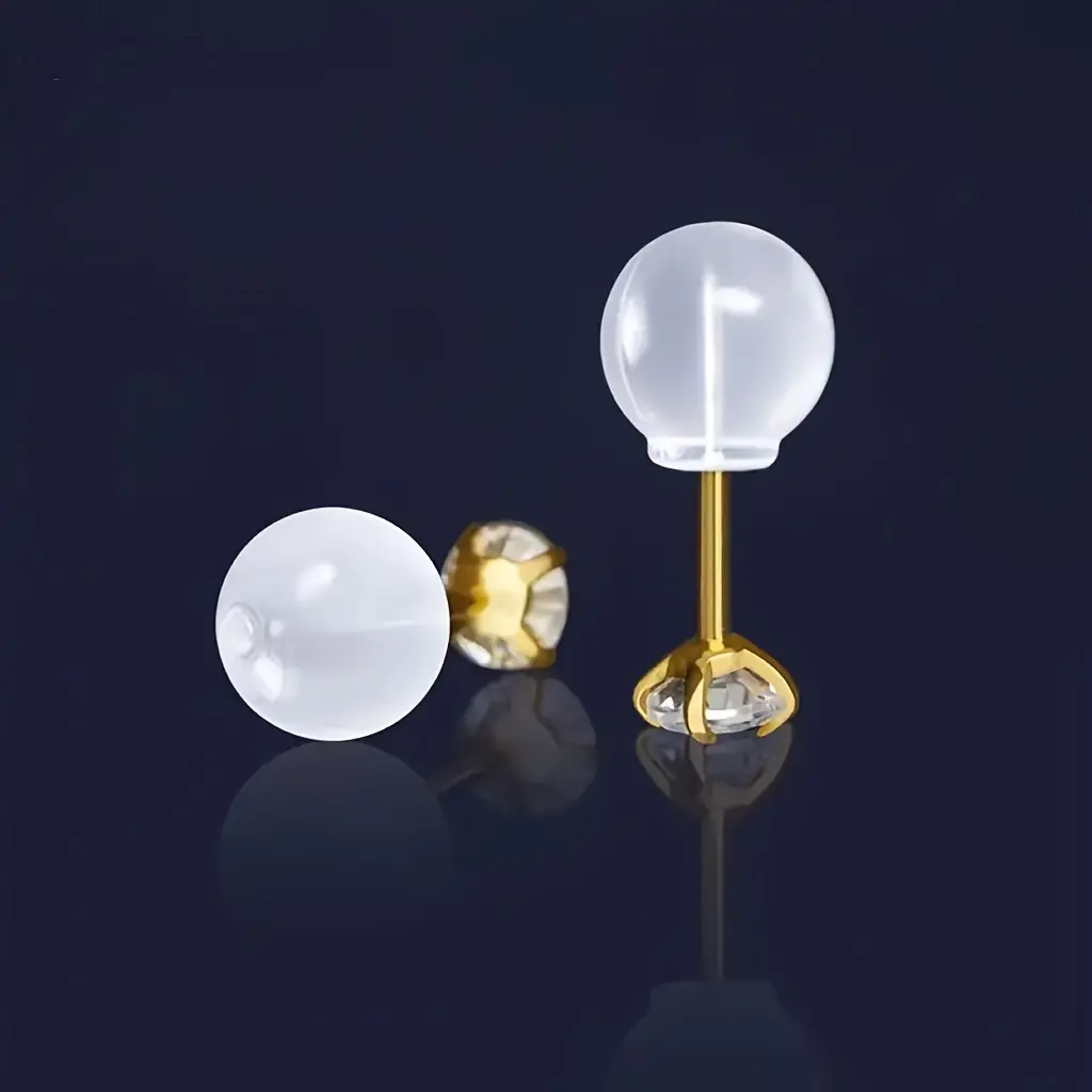 100pcsComfortable Silicone Earring Backs, Transparent Round Bulb-Shaped Ear Plugs - Non-Slip And Safe Replacement Parts for Earrings, Non-Irritating Hypoallergenic Soft Transparent Earring Backs for Replacement