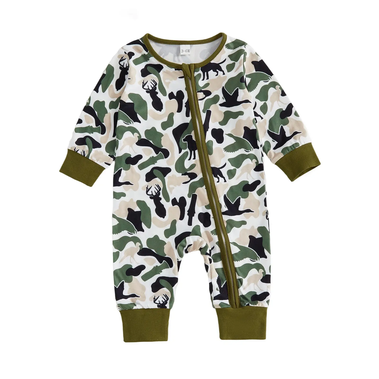 FOCUSNORM Newborn Baby Boy Girl Duck Deer Hunting/Chicken Farm Animal Outfit Long Sleeve Romper Jumpsuit Overalls Fall Clothes
