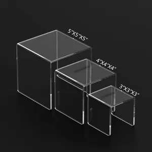 Clear Acrylic Display Risers 2 Sets, 3-Tier Risers Stands Showcase for Amiibo Funko Pop Figures, Dessert, Jewelry-3"x4"x5"