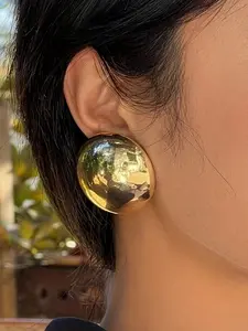 1 Pair Fashion Elegant Alloy Stud Earrings, Round Shaped Ear Matching Jewelry For Party, Daily Clothing Decor For Girl, High Quality Earrings