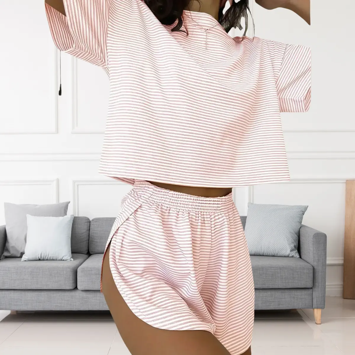 Cozy Striped Two-Piece | Minimalist Striped Sleep Set | Adaptive Comfort Set | Breathable Lounge Duo |