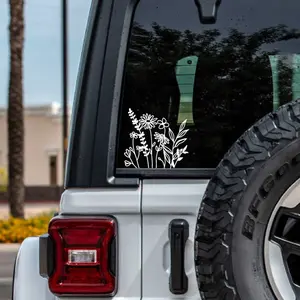 Wildflower Car Decal Boho Floral Sticker Plant Lover Gift Aesthetic Flower Vinyl Sticker Waterproof Laptop Water Bottle Decal Cute Nature Sticker