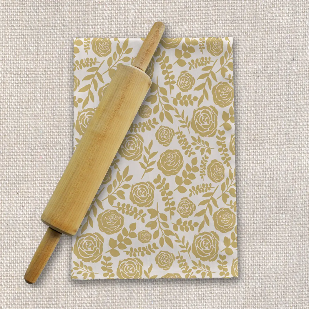 Gold Floral Tea Towel