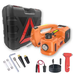 Essential car self-driving tour equipment set with an electric wrench, 12V electric hydraulic jack, with a lifting capacity of 5 tons, a lifting height of 45CM, emergency tire change tools for off-road and self-driving tour enthusiasts