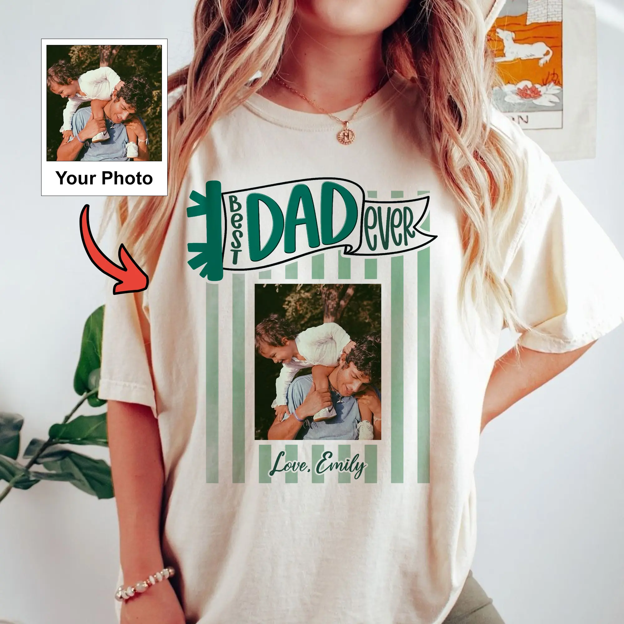 Custom Dad Photo Shirt, Personalized Father’s Day T-Shirt with Kids Photo, Vintage Dad Graphic Tee, Best Dad Ever Gift, New Dad Shirt