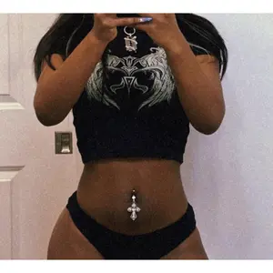 Steel Gem Gothic Cross Navel Belly Ring Button Body Piercing