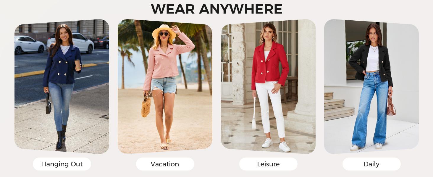 FISOEW Women's Sweatshirt Blazer Preppy Style Cropped Jacket Casual Elegant and Stylish Outerwear for Daily Wear Brunch & Campus #Springtok #ValentinesDay SpringStatements