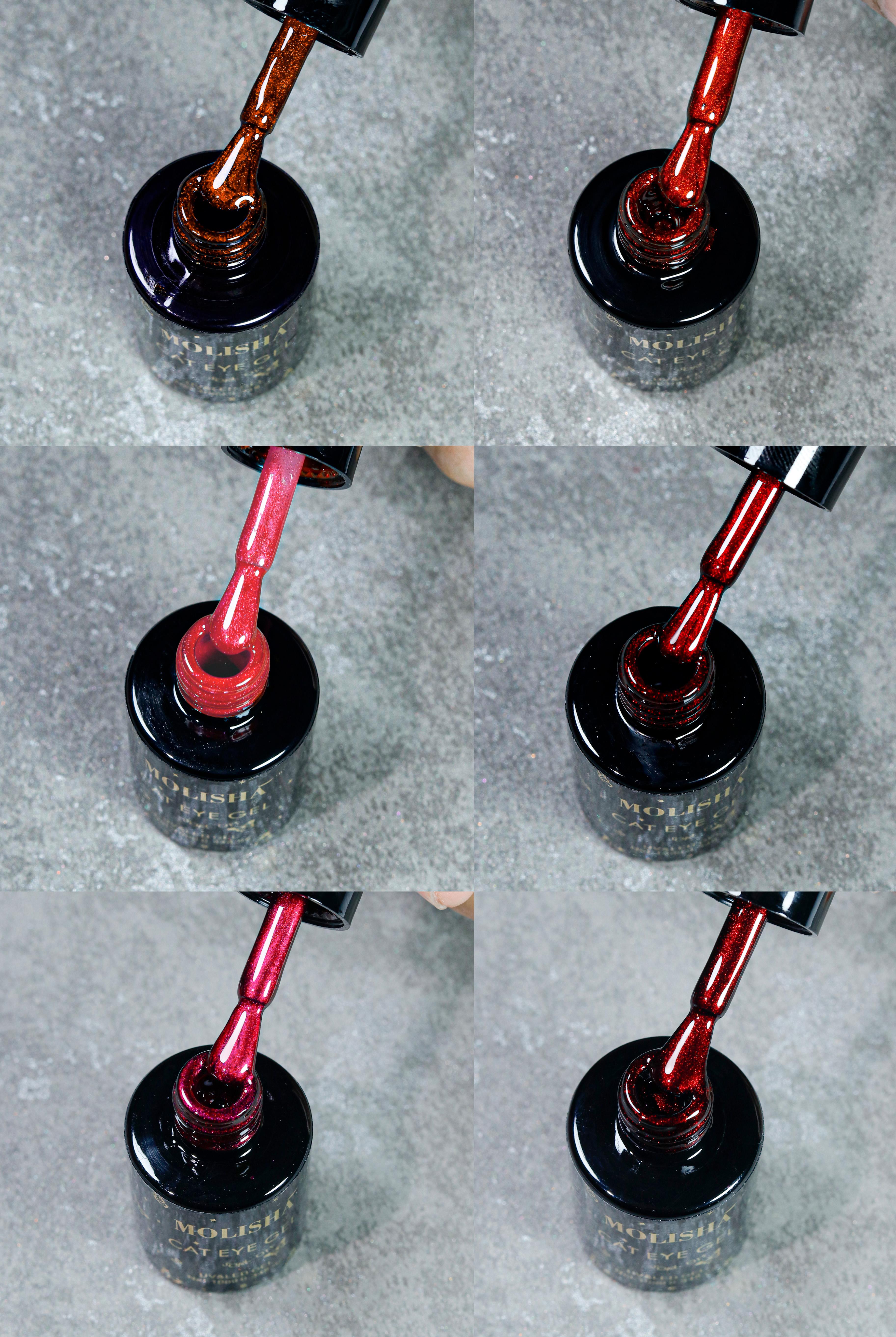 MOLISHA Cat Eye Purple Red Gel Nail Polish Kit with Included Tools, Nail Art Product for Easy Application, Apply With Tool